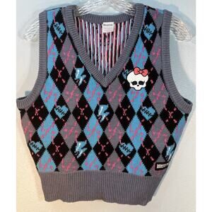 Monster High Sweater Vest Juniors Medium Argyle Spirit Halloween Frankie Stein